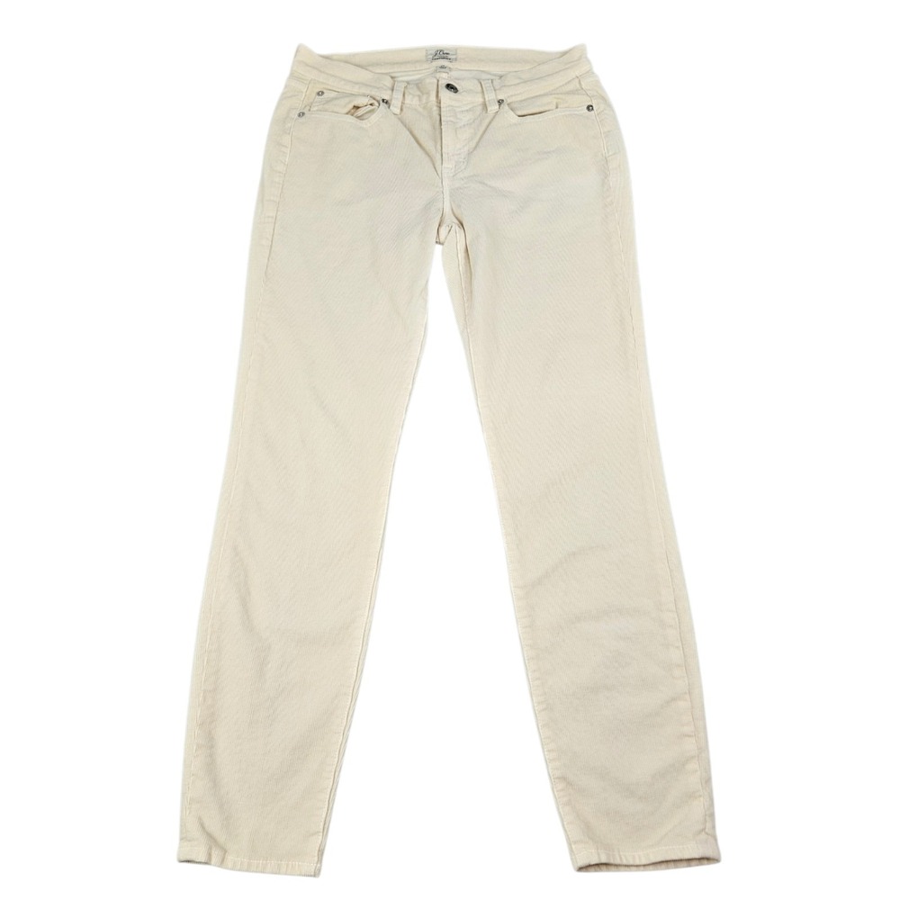 J. Crew Womens Size 28 Toothpick Corduroy Pants Cream 9" Rise Stretch